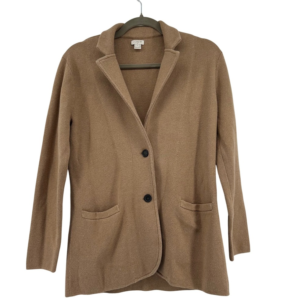 J.Crew Sophie Open-Front Sweater-Blazer Womens Small Tan‎ Cotton Capsule